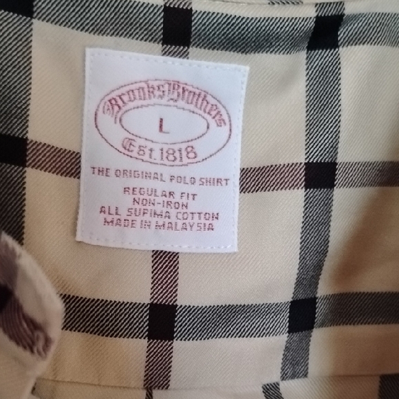Brooks Brothers Beige and Black Plaid Casual Button Down Shirt - Picture 3 of 5